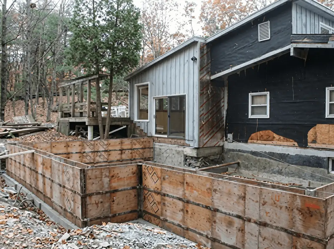 Prepared site with foundation forms for home remodeling and addition project in Pueblo, CO